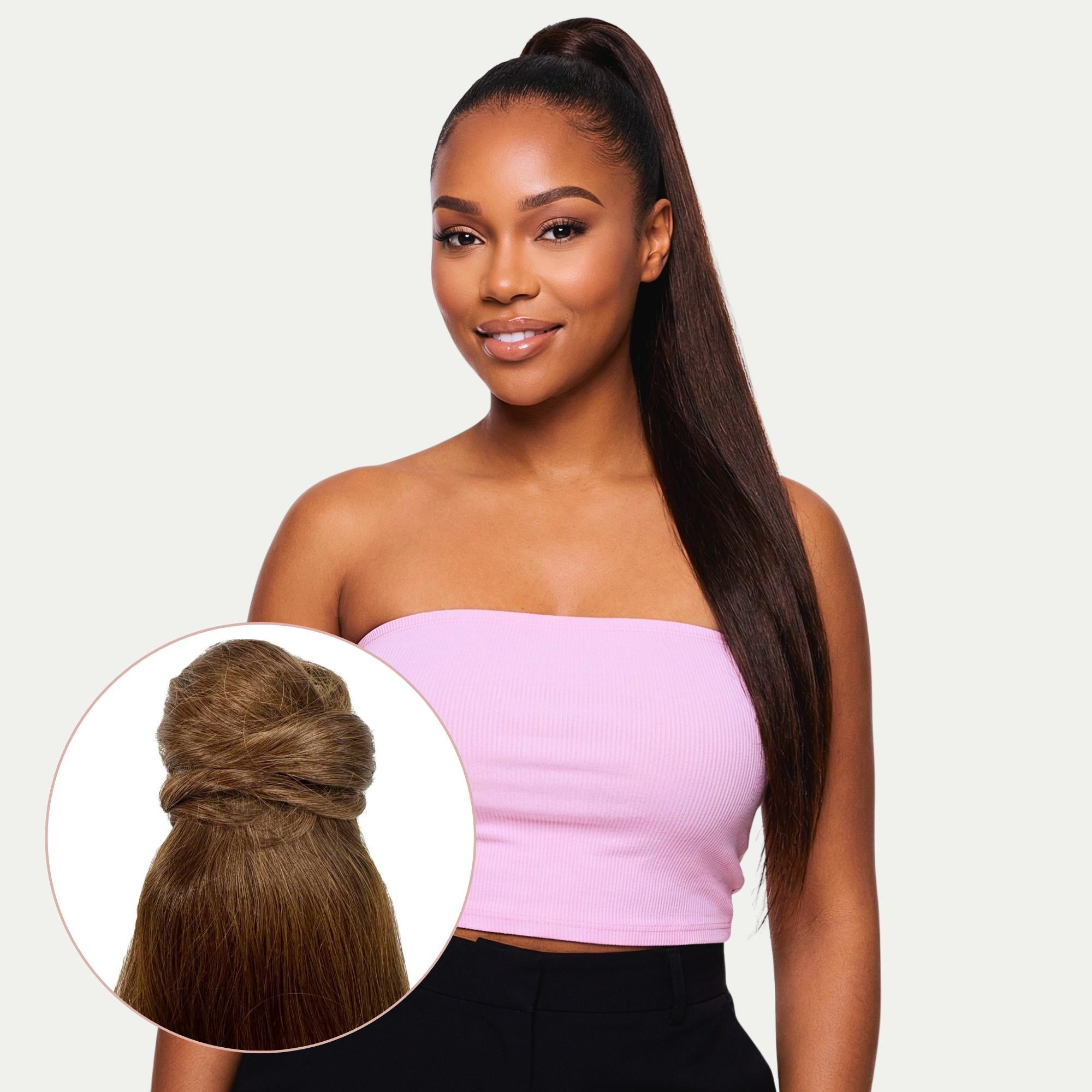 20" Dark Brown 100% Human Hair Ponytail Extension - HookedOnBundles Virgin Hair HookedOnBundles Virgin Hair