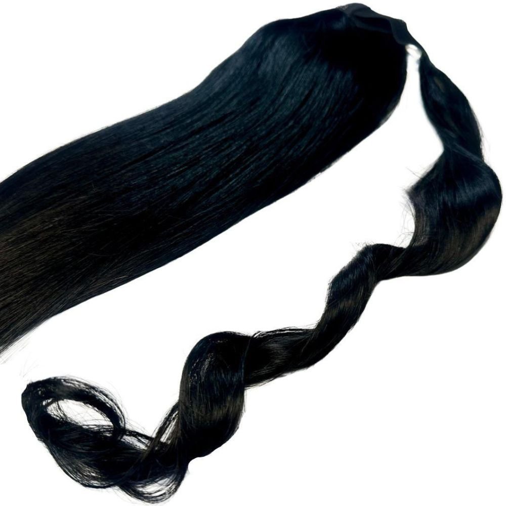 20" Jet Black 100% Human Hair Ponytail Extension - HookedOnBundles Virgin Hair HookedOnBundles Virgin Hair