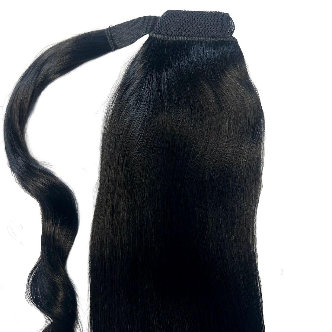20" Jet Black 100% Human Hair Ponytail Extension - HookedOnBundles Virgin Hair HookedOnBundles Virgin Hair