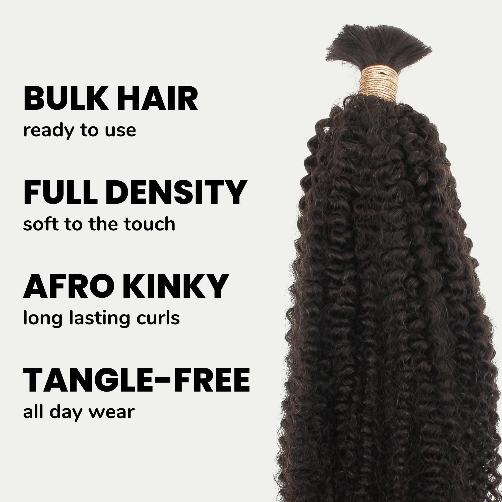 Afro Kinky Bulk 100% Human Braiding Hair HookedOnBundles Virgin Hair