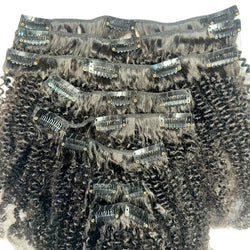 Afro Kinky Curly Clip-In Hair Extensions HookedOnBundles Virgin Hair