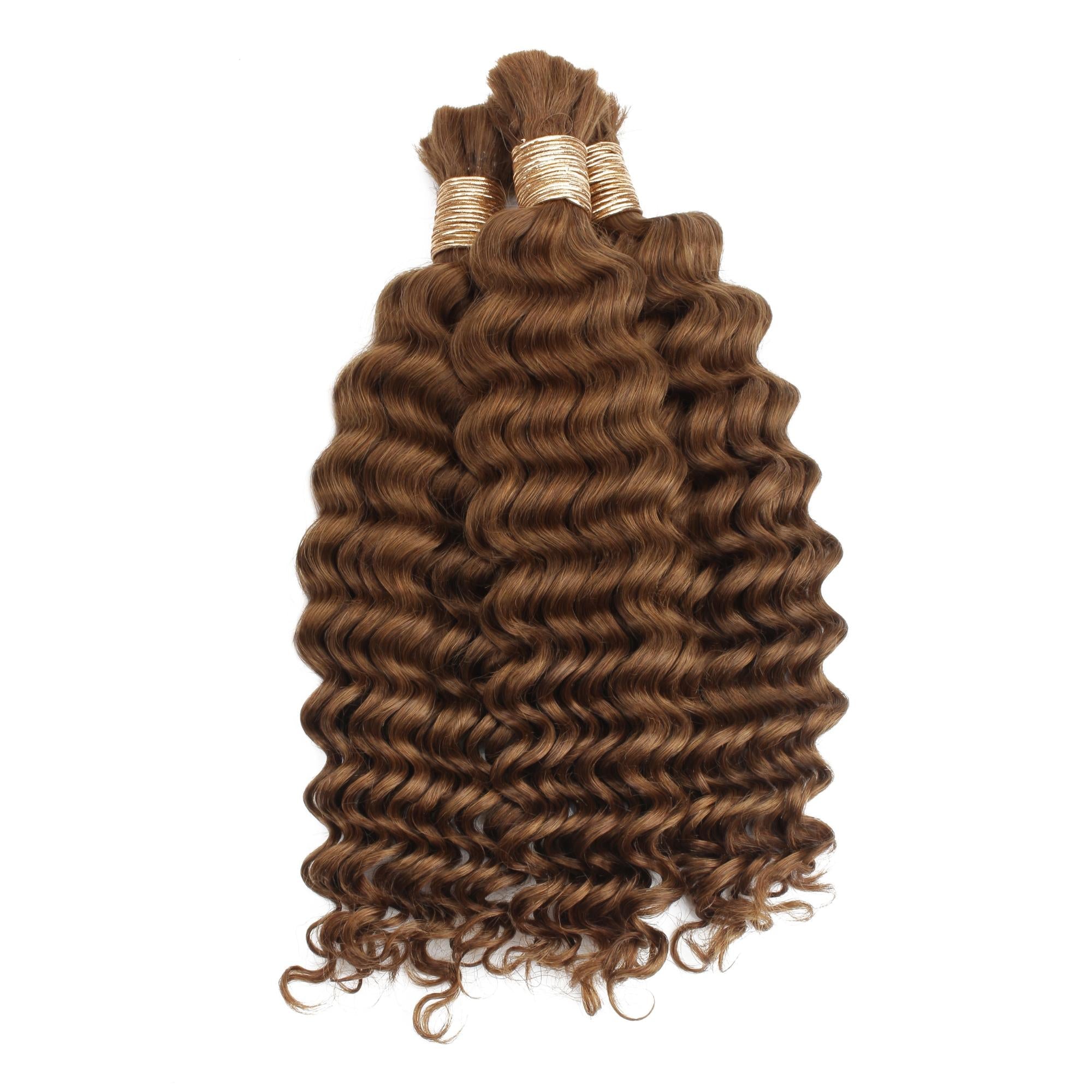 Auburn Deep Wave Bulk 100% Human Braiding Hair HookedOnBundles Virgin Hair