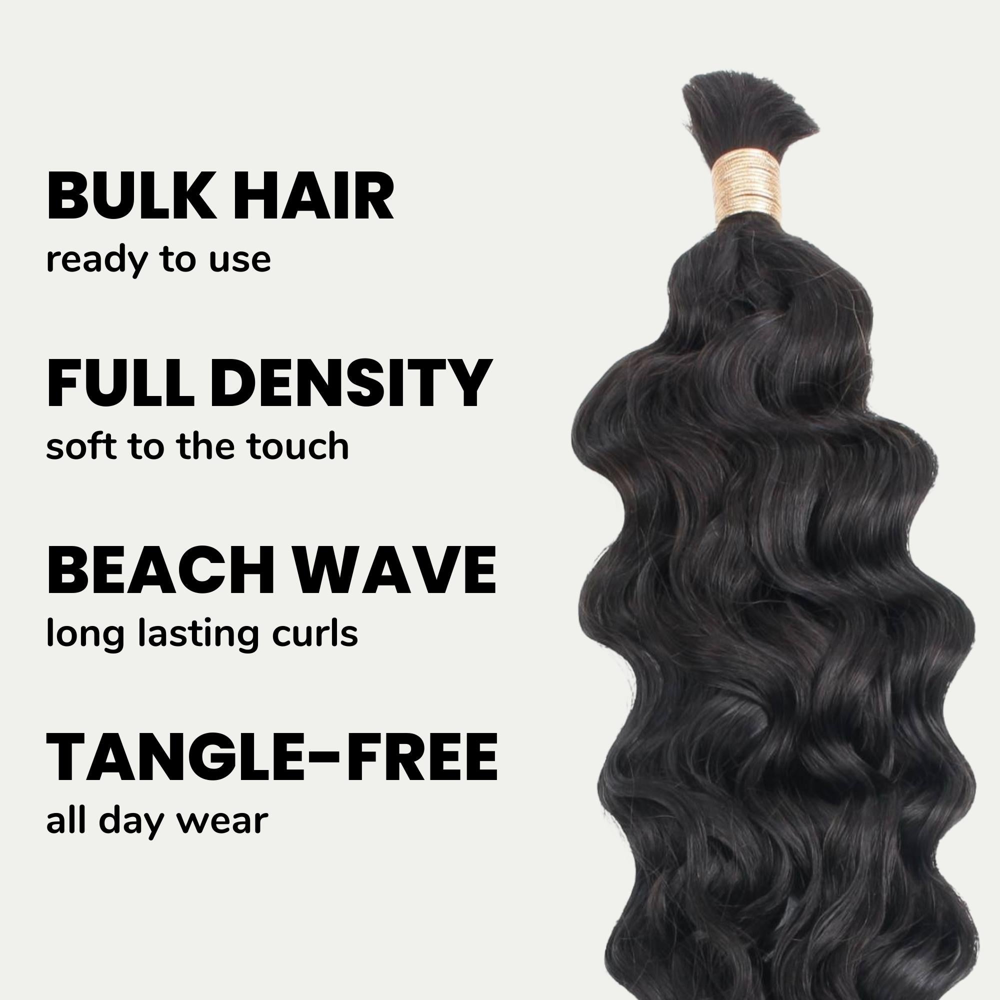 Beach Wave Bulk 100% Human Braiding Hair HookedOnBundles Virgin Hair