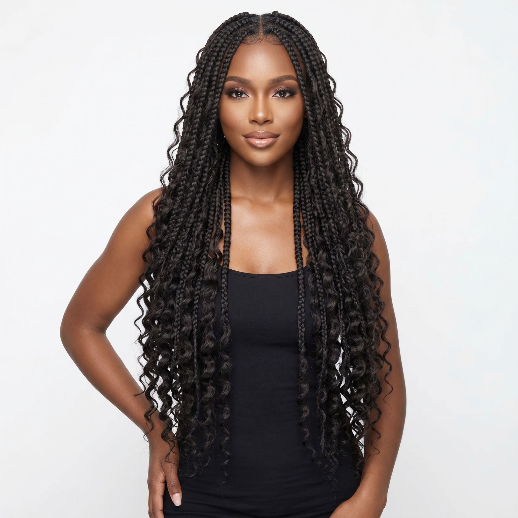 Deep Wave Boho Braids with Human Hair Blend HookedOnBundles Virgin Hair