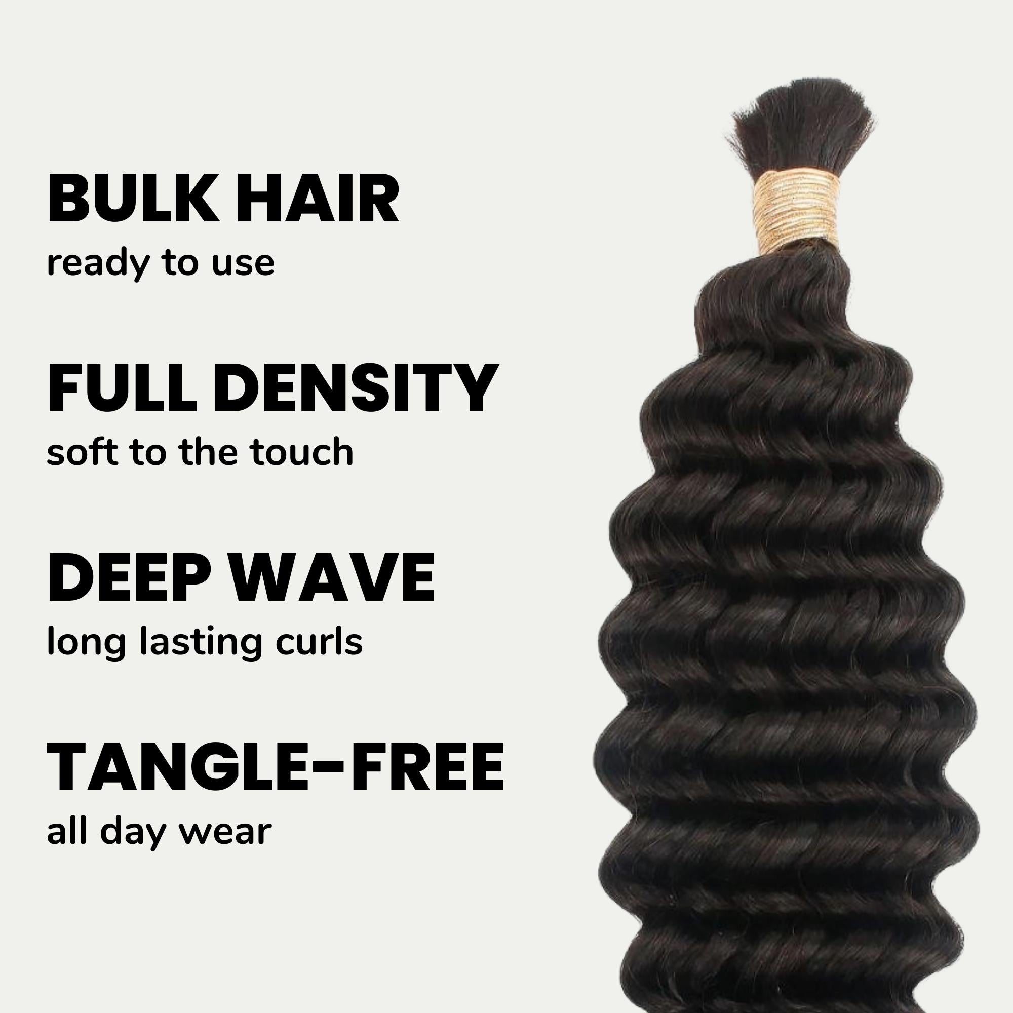 Deep Wave Bulk 100% Human Braiding Hair HookedOnBundles Virgin Hair