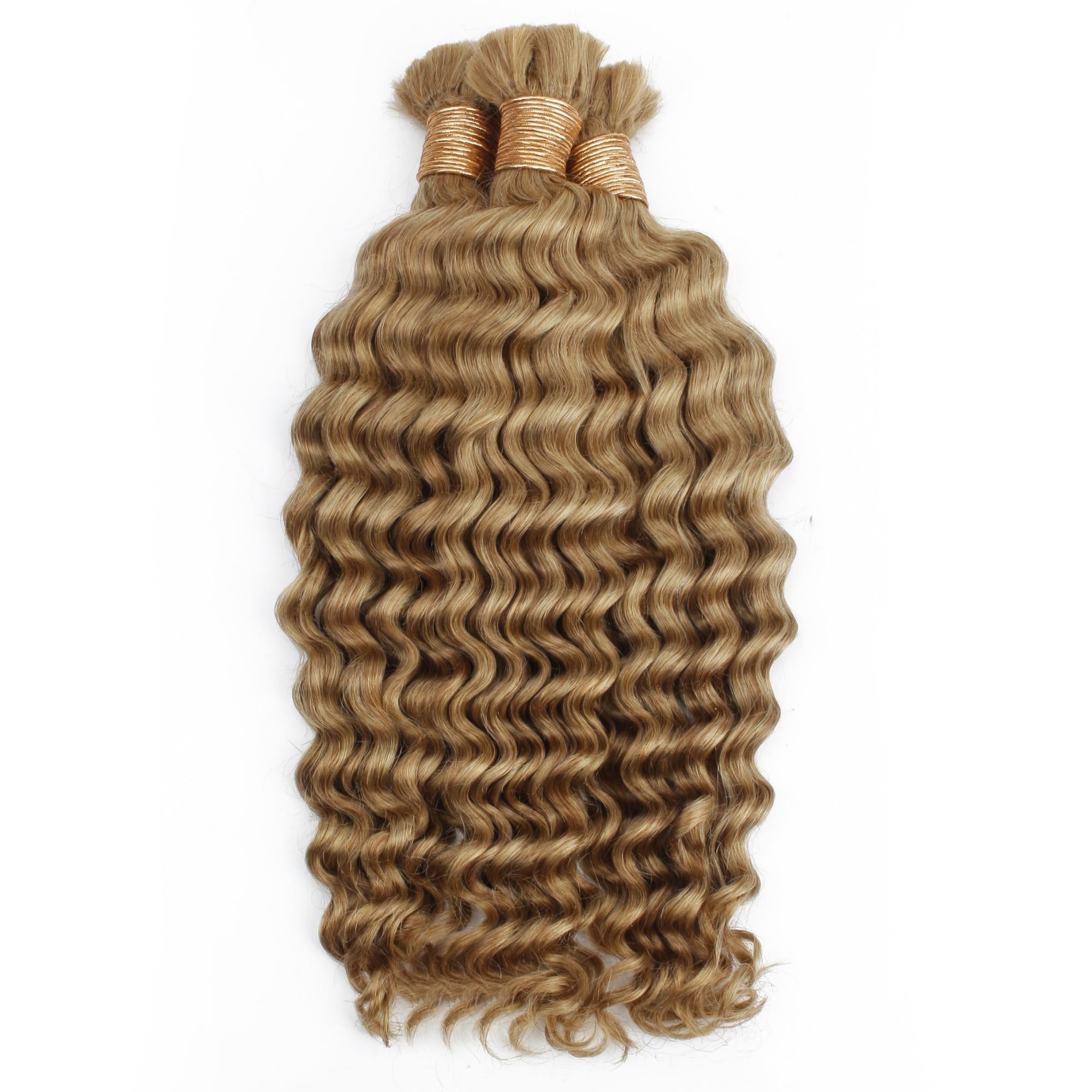 Honey Blonde Deep Wave 27 Bulk 100% Human Braiding Hair HookedOnBundles Virgin Hair