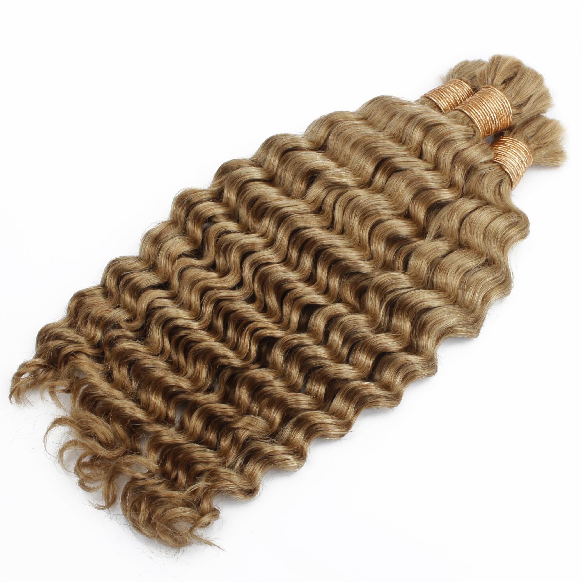 Honey Blonde Deep Wave 27 Bulk 100% Human Braiding Hair HookedOnBundles Virgin Hair