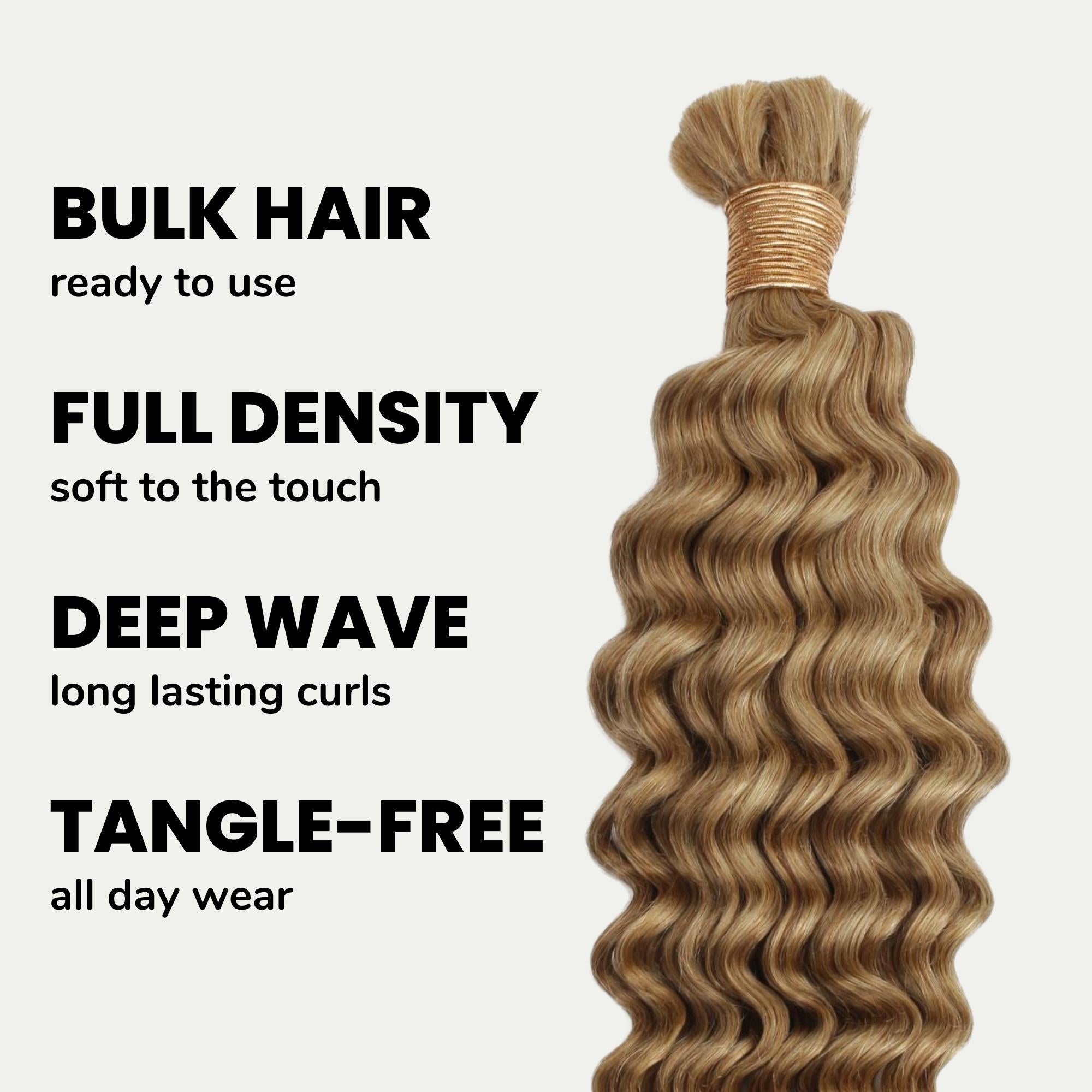 Honey Blonde Deep Wave 27 Bulk 100% Human Braiding Hair HookedOnBundles Virgin Hair