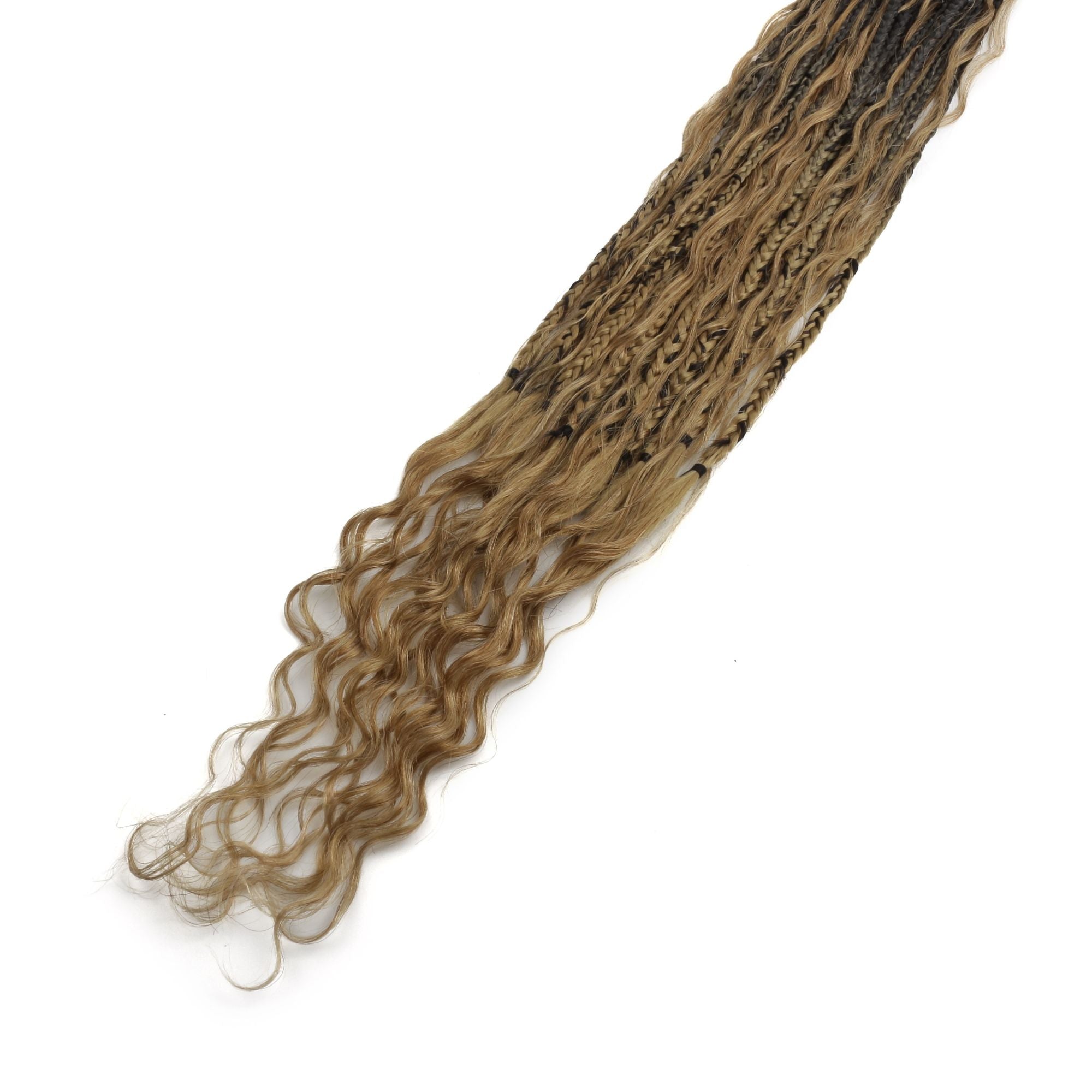 Honey Blonde Ombre Deep Wave Boho Braids with Human Hair Blend HookedOnBundles Virgin Hair