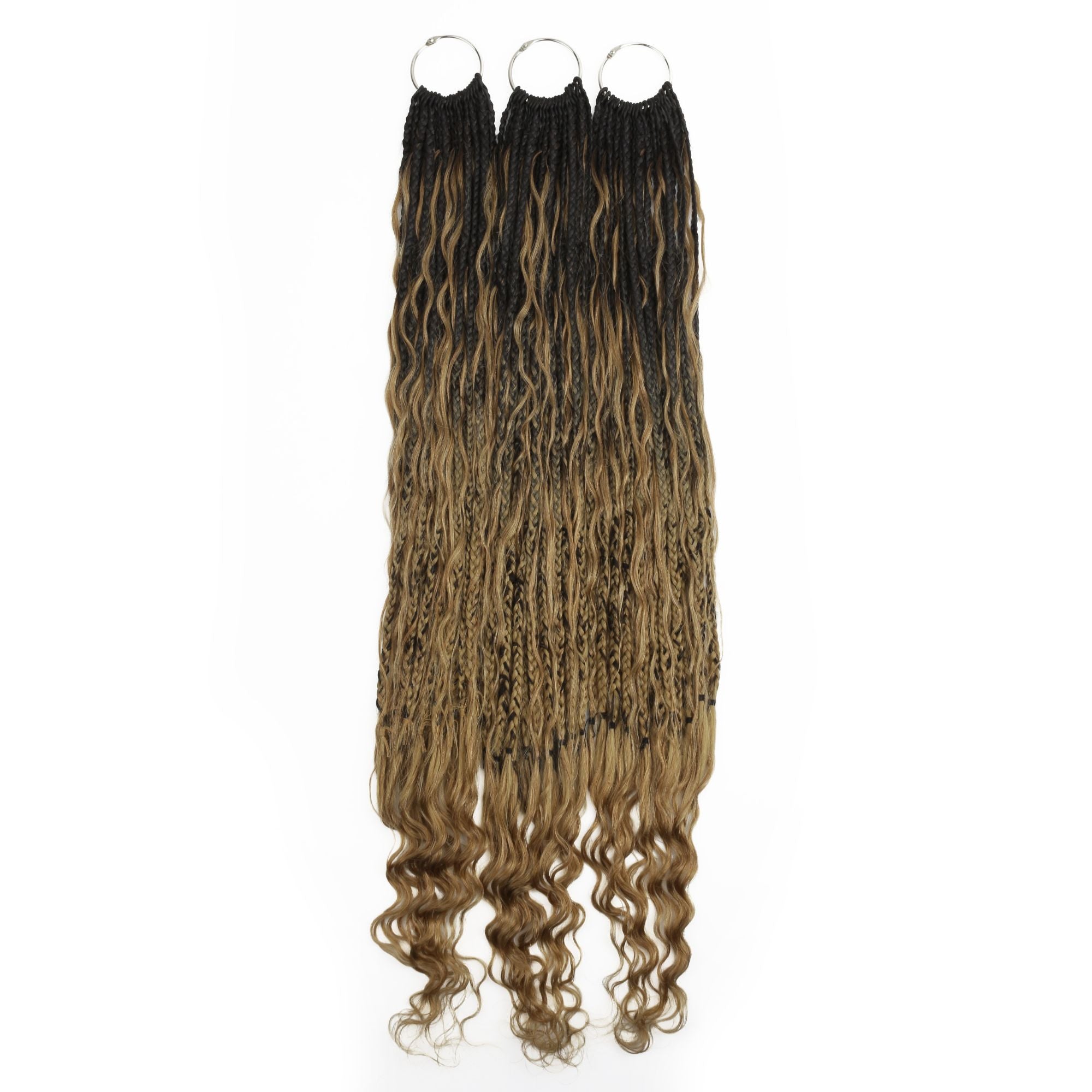 Honey Blonde Ombre Deep Wave Boho Braids with Human Hair Blend HookedOnBundles Virgin Hair