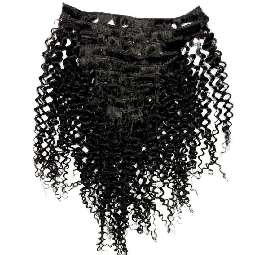 Kinky Curly Clip-In Hair Extensions HookedOnBundles Virgin Hair