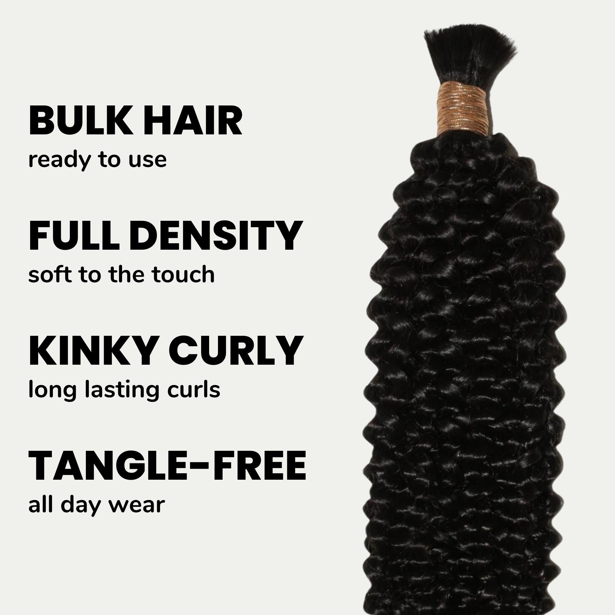 Kinky Curly Bulk 100% Human Braiding Hair HookedOnBundles Virgin Hair
