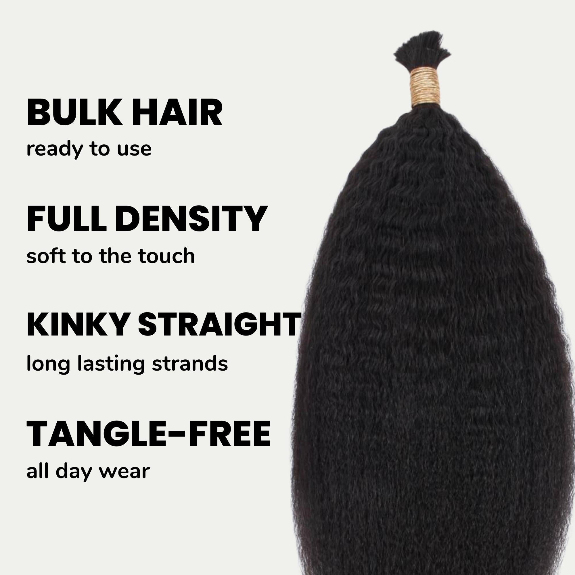 Kinky Straight Bulk 100% Human Braiding Hair HookedOnBundles Virgin Hair