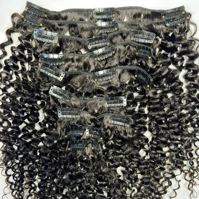 Kinky Curly Clip-In Hair Extensions HookedOnBundles Virgin Hair