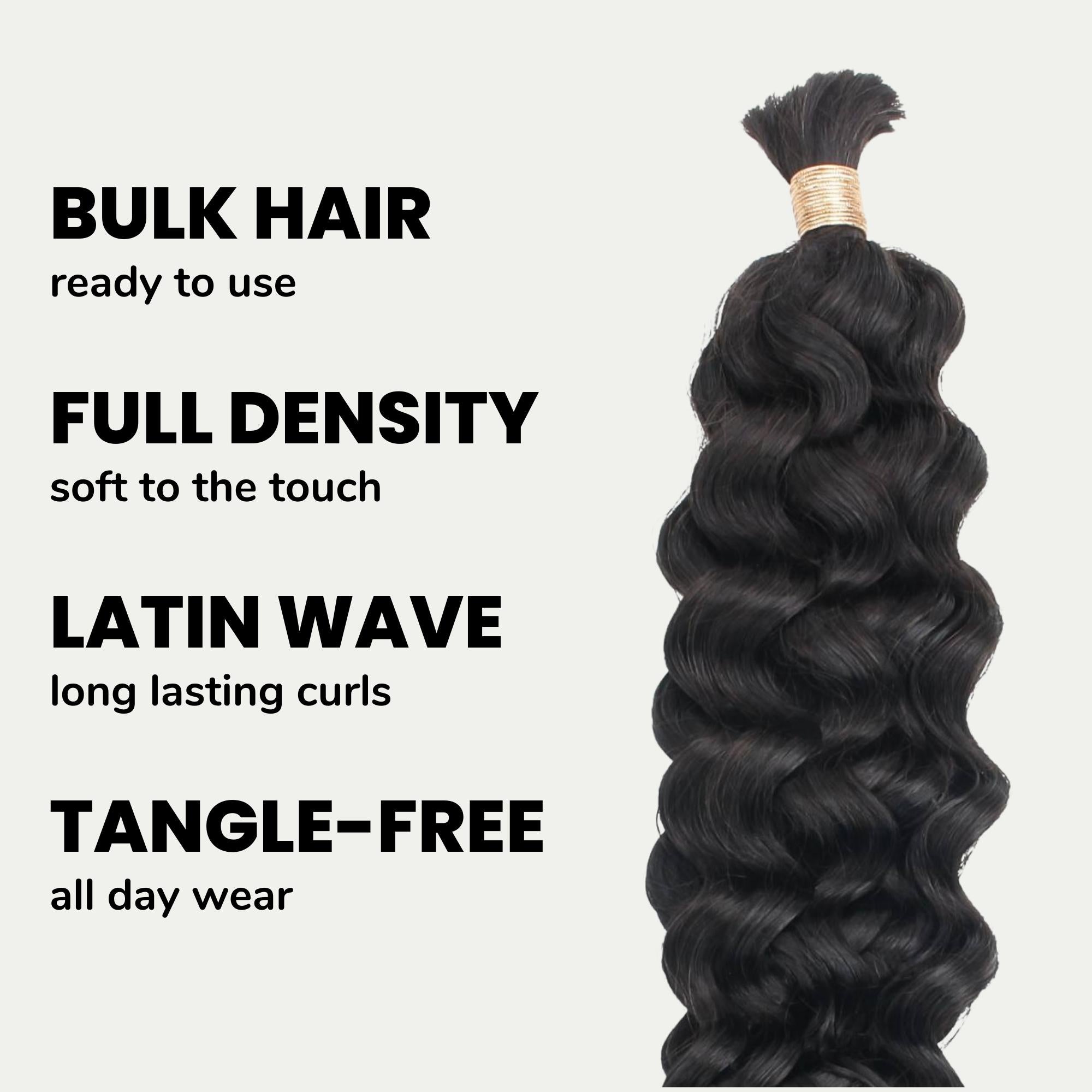 Latin Wave Bulk 100% Human Braiding Hair HookedOnBundles Virgin Hair