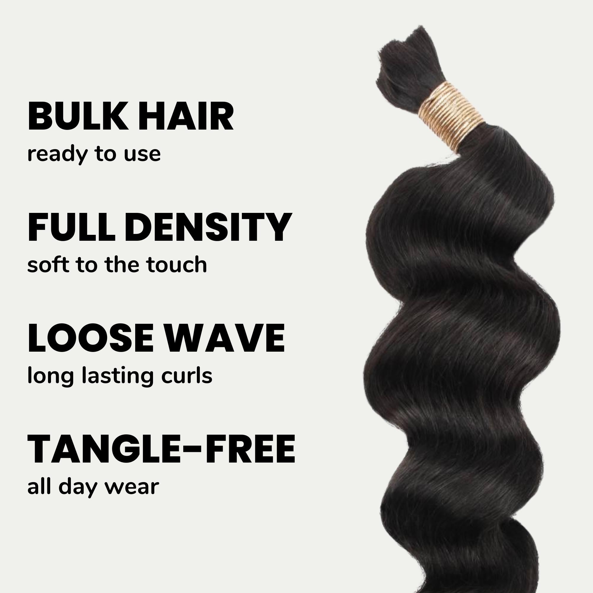 Loose Wave Bulk 100% Human Braiding Hair HookedOnBundles Virgin Hair
