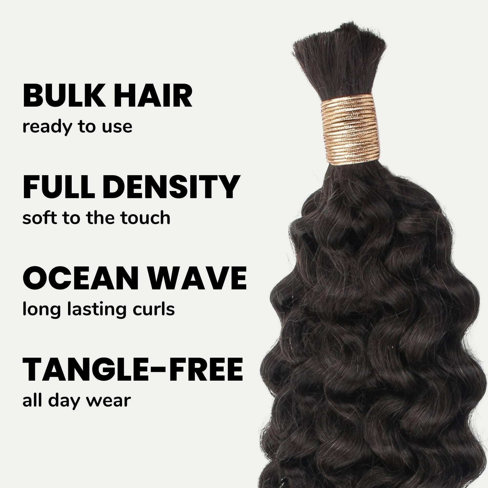 Ocean Wave Bulk 100% Human Braiding Hair HookedOnBundles Virgin Hair