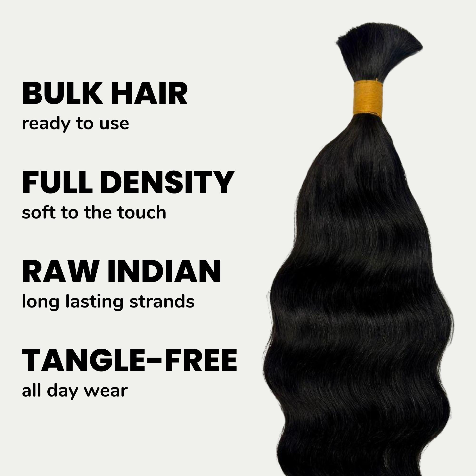 Raw Indian Wavy Bulk 100% Human Braiding Hair HookedOnBundles Virgin Hair