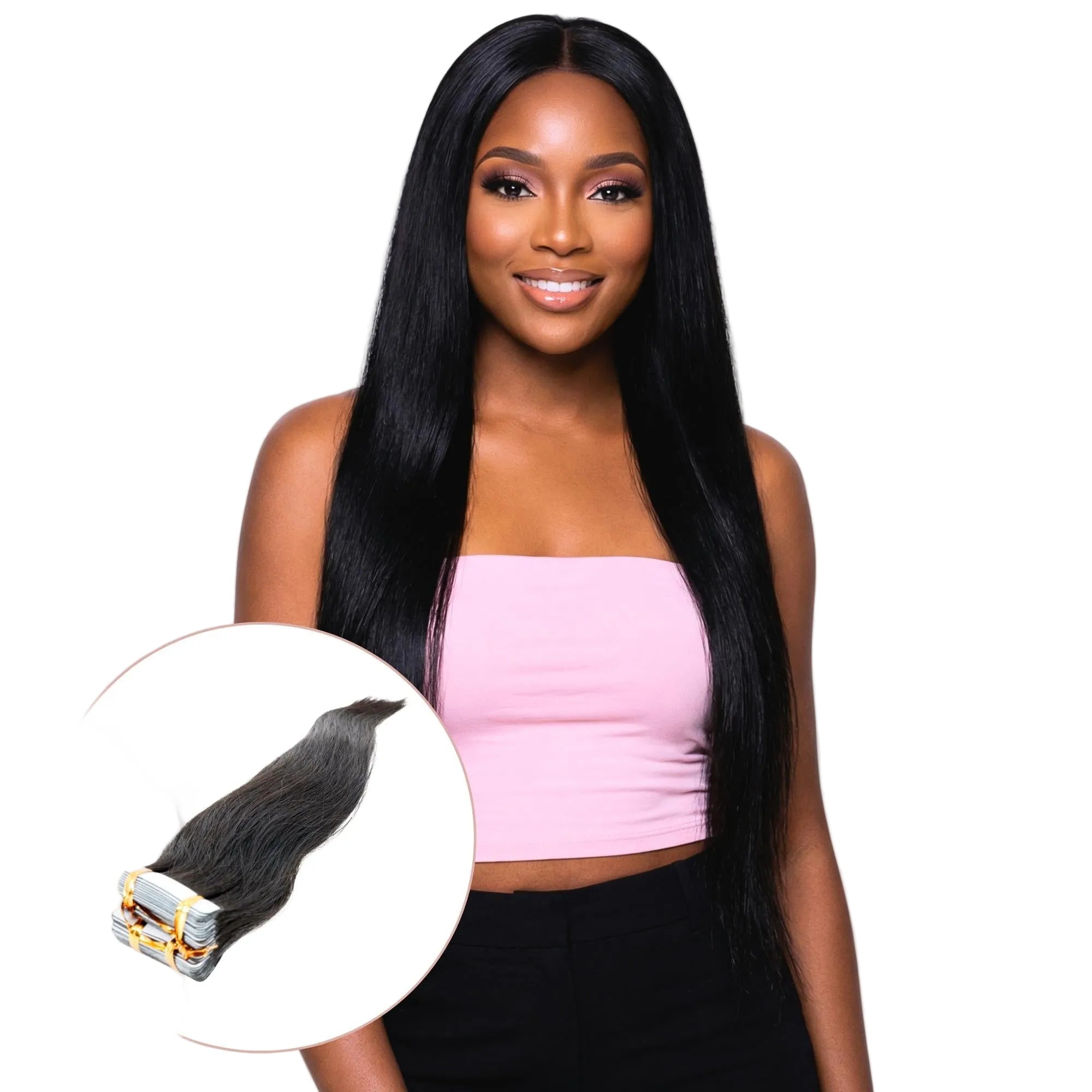 Raw Straight 100% Human Hair Tape In Extensions HookedOnBundles Virgin Hair