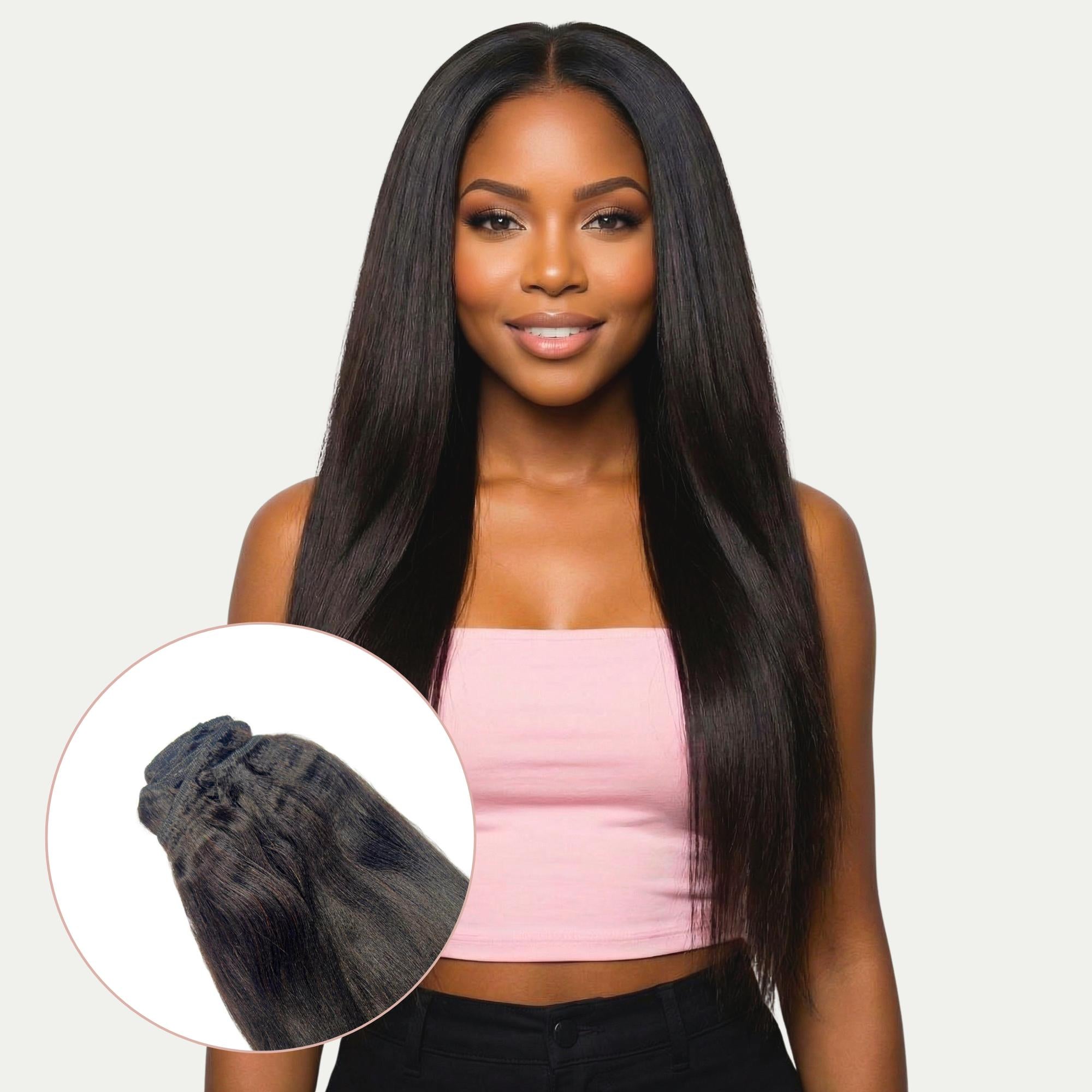 Yaki Straight Clip-In 100% Human Hair  Extensions HookedOnBundles Virgin Hair