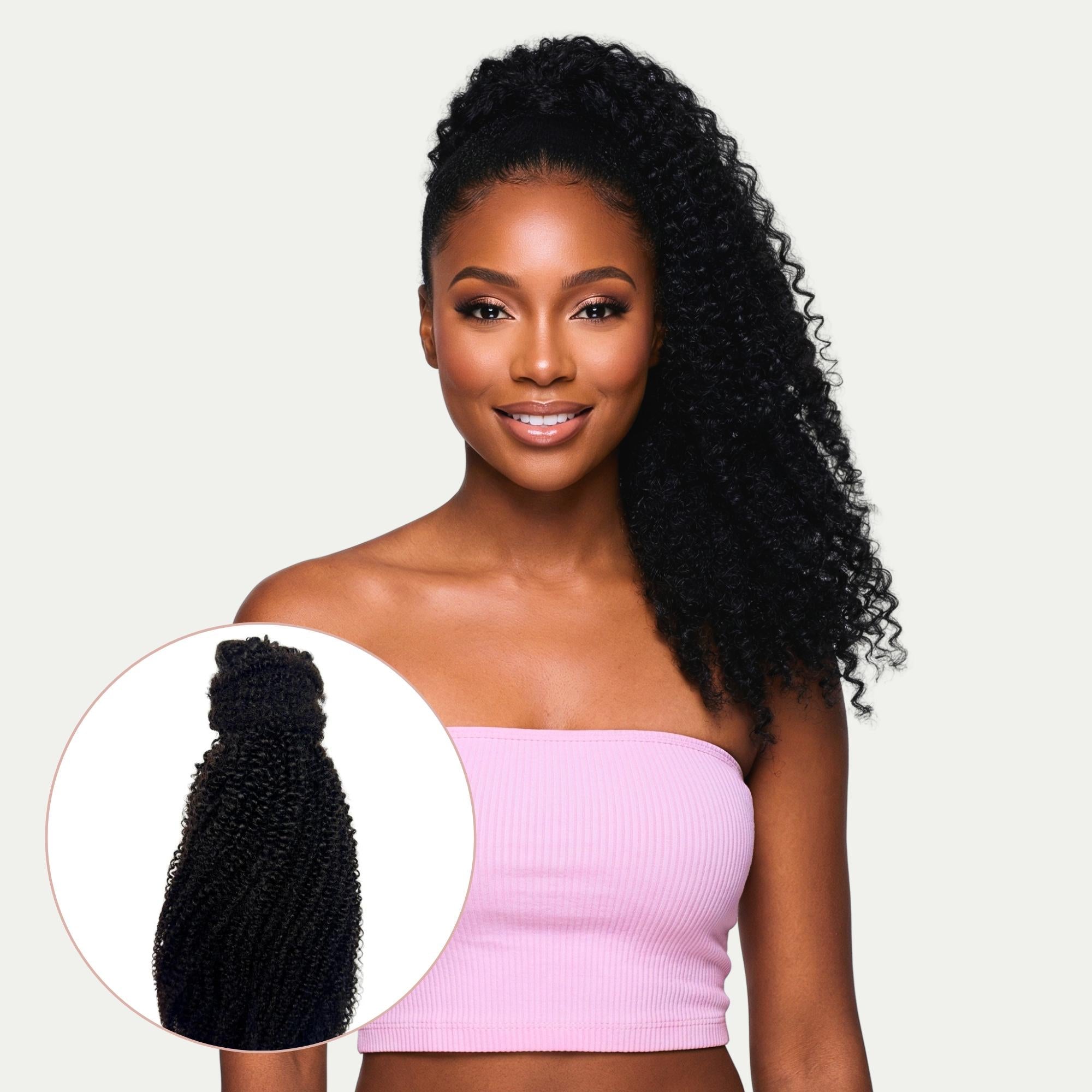 Afro Kinky Curly 100% Human Hair Ponytail Extension - HookedOnBundles Virgin Hair HookedOnBundles Virgin Hair