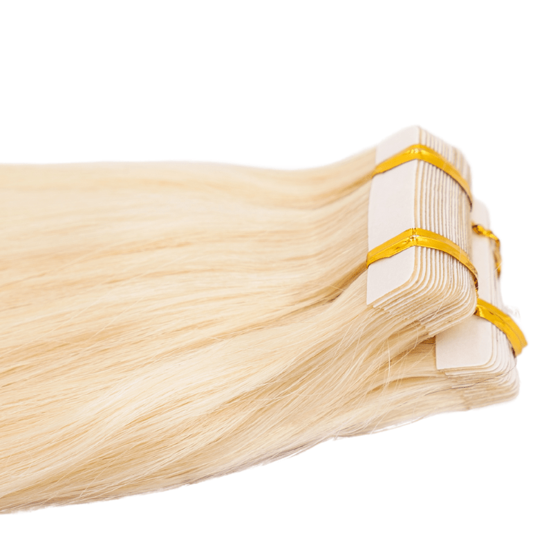 Raw Blonde Straight 100% Human Hair Tape In Extensions HookedOnBundles Virgin Hair