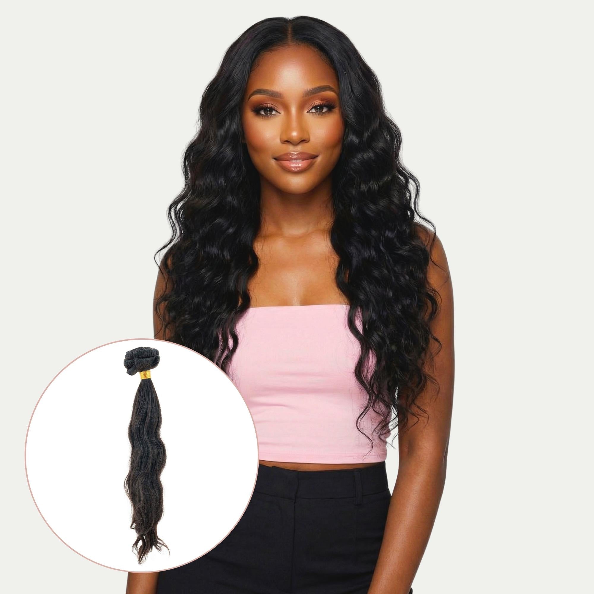 Indian Curly Natural Black Clip-in 100% Human Hair Extensions - HookedOnBundles Virgin Hair