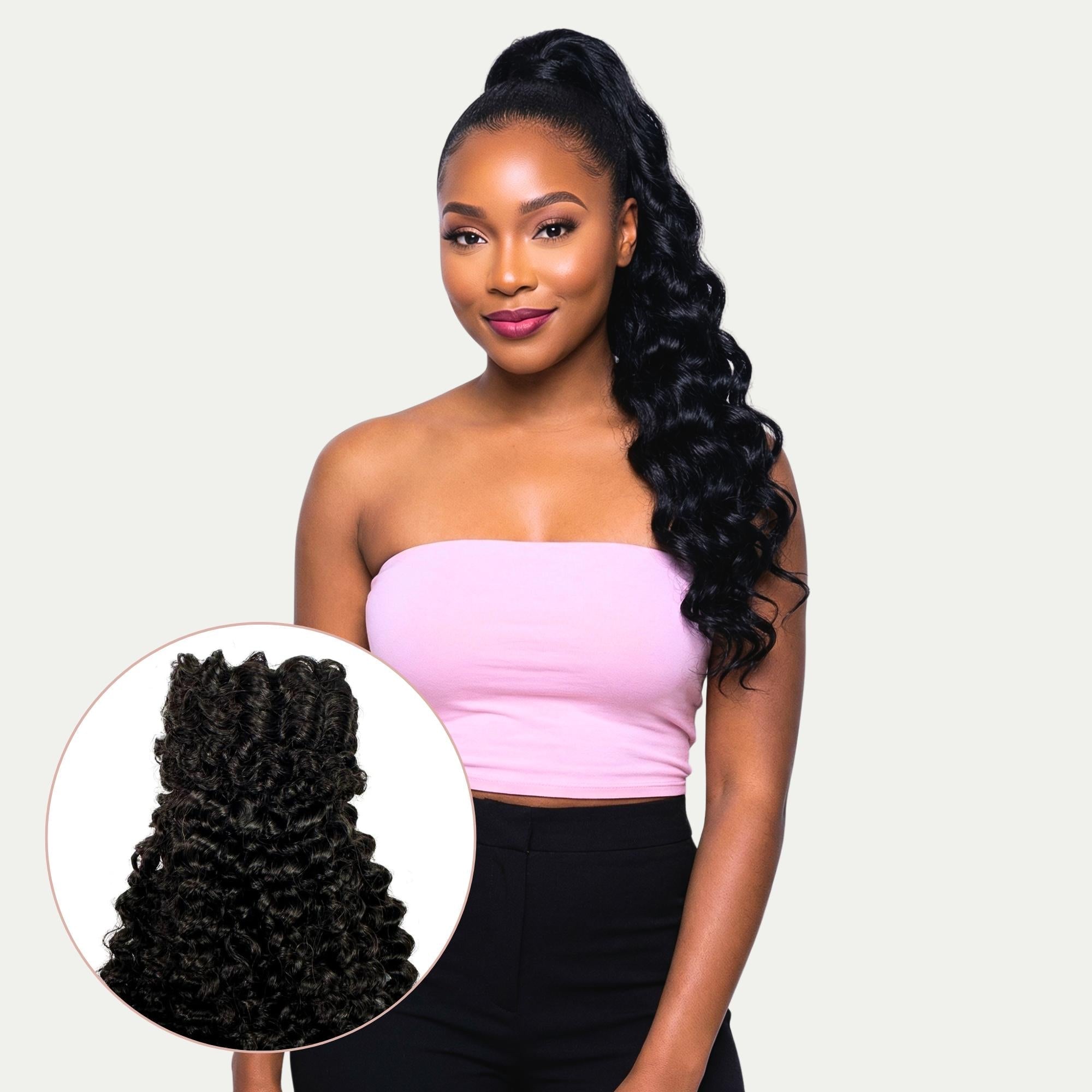 Jerry Curl 100% Human Hair Ponytail Extension - HookedOnBundles Virgin Hair HookedOnBundles Virgin Hair