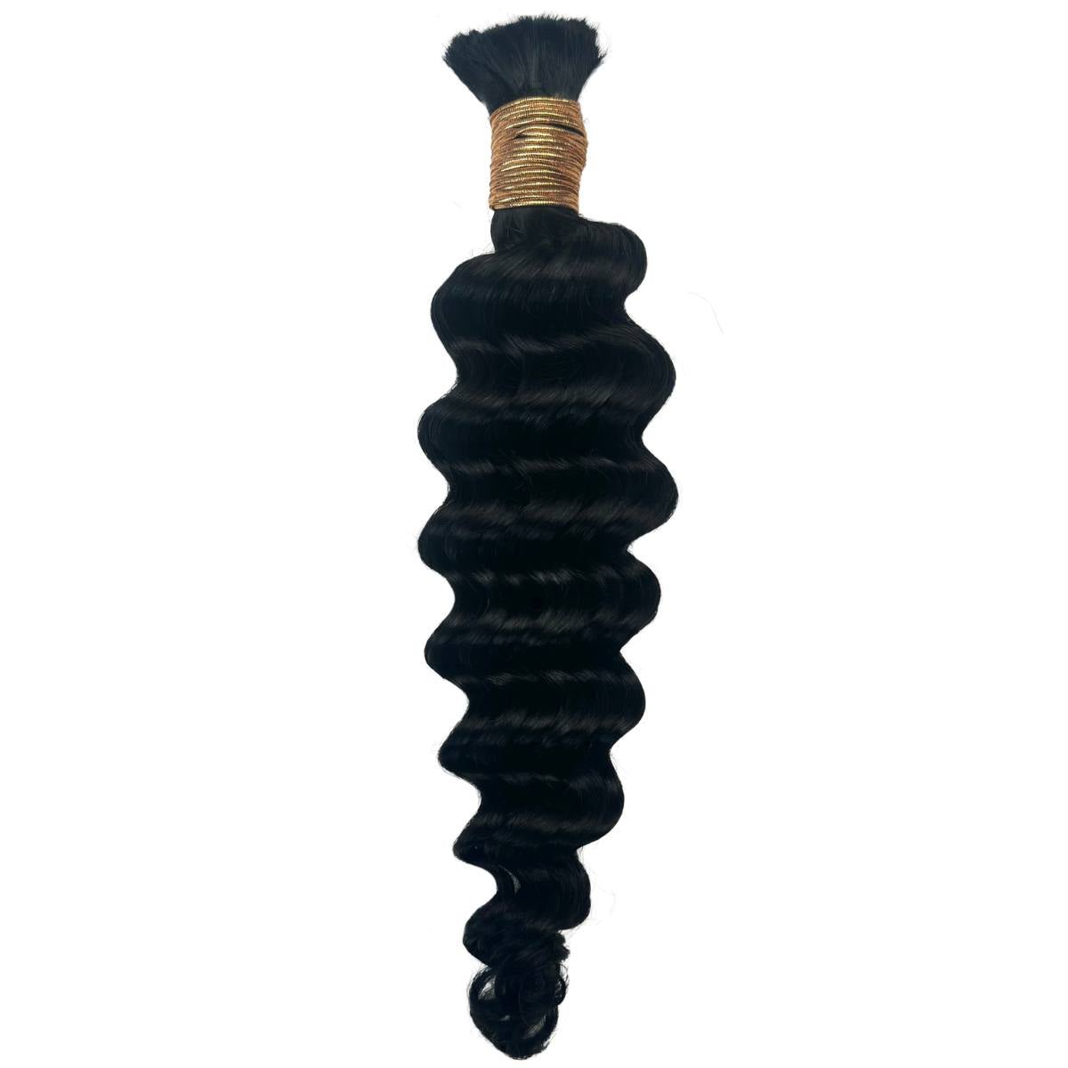 Jet Black Deep Wave Bulk 100% Human Braiding Hair HookedOnBundles Virgin Hair