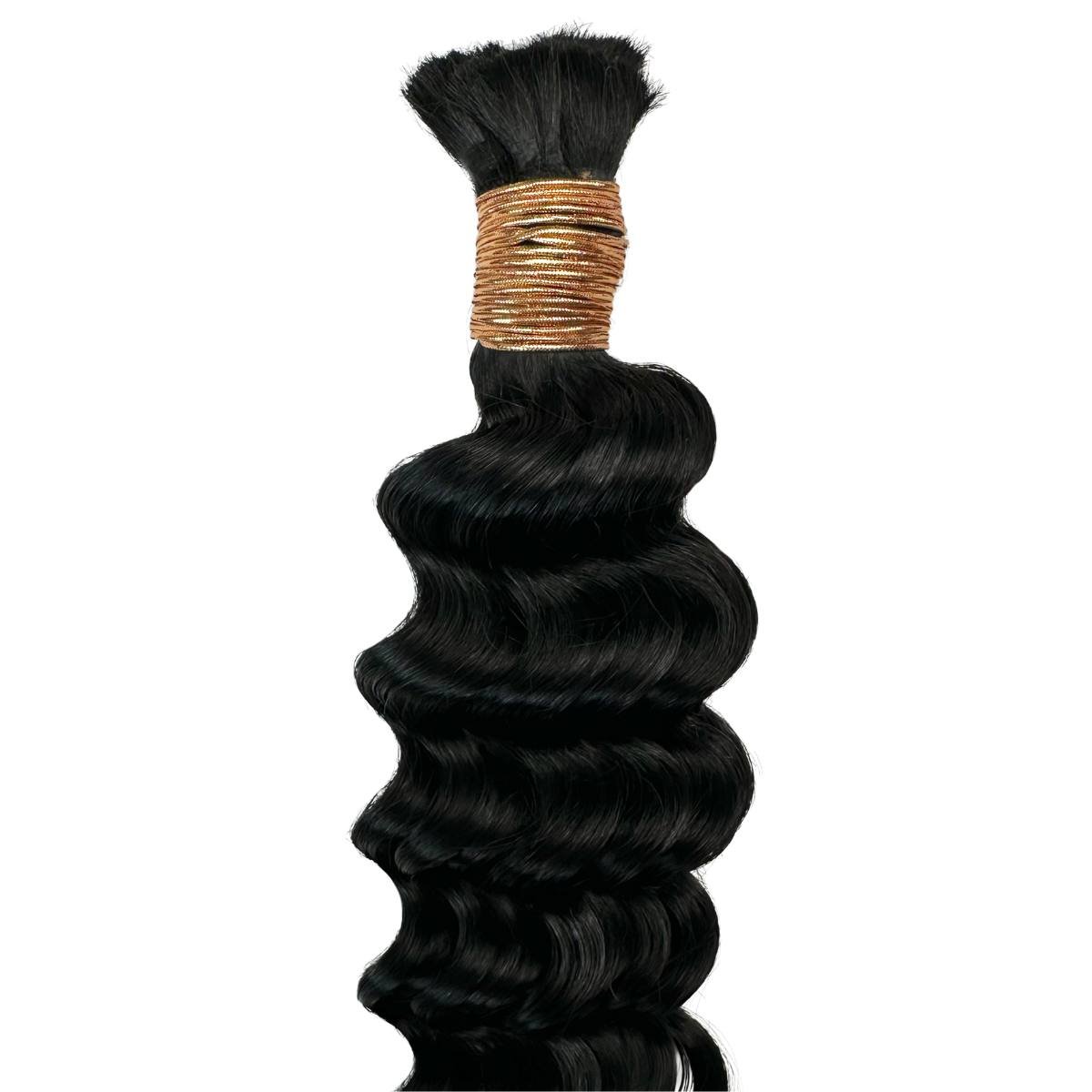 Jet Black Deep Wave Bulk 100% Human Braiding Hair HookedOnBundles Virgin Hair