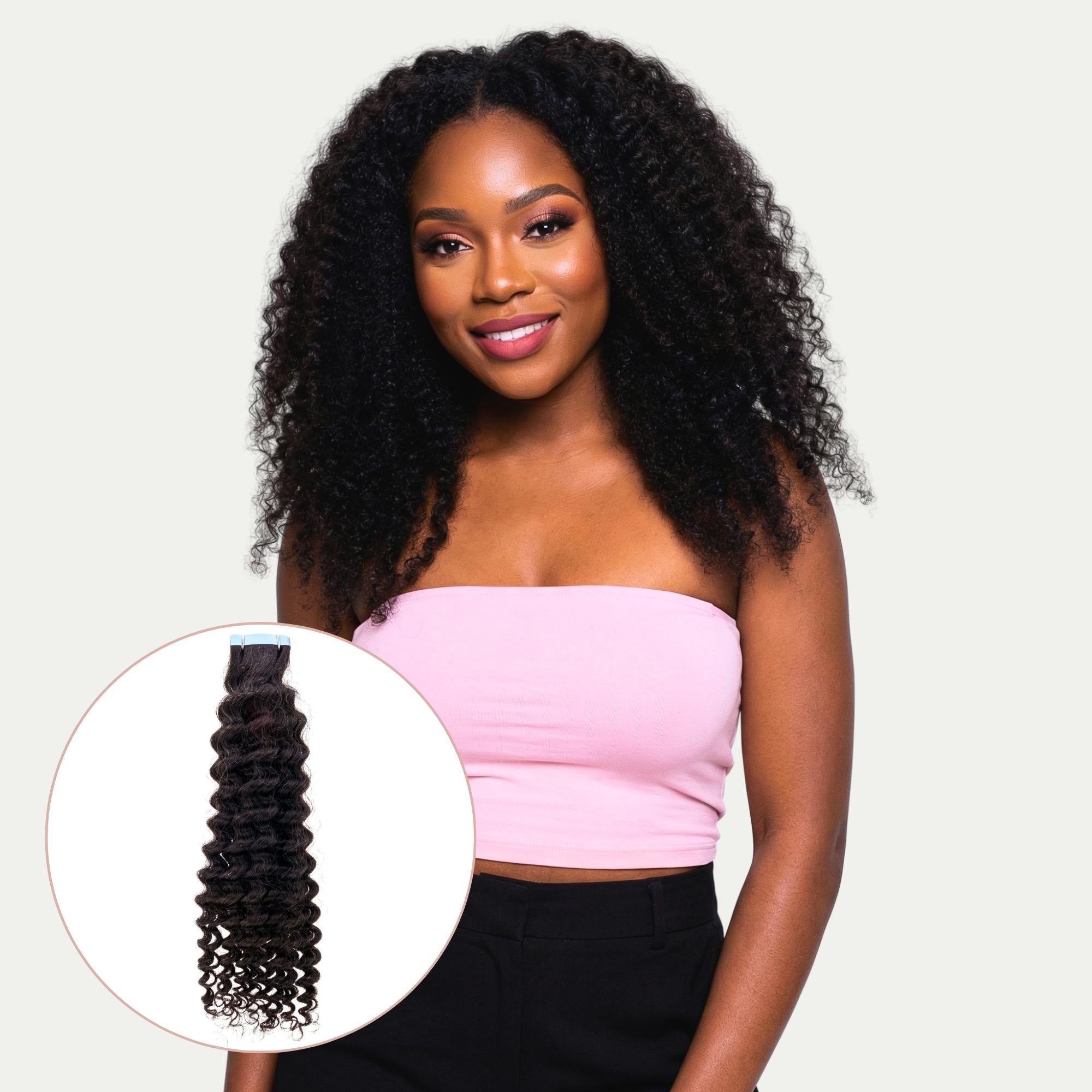 Kinky Curly 100% Human Hair Tape In Extensions - HookedOnBundles Virgin Hair HookedOnBundles Virgin Hair