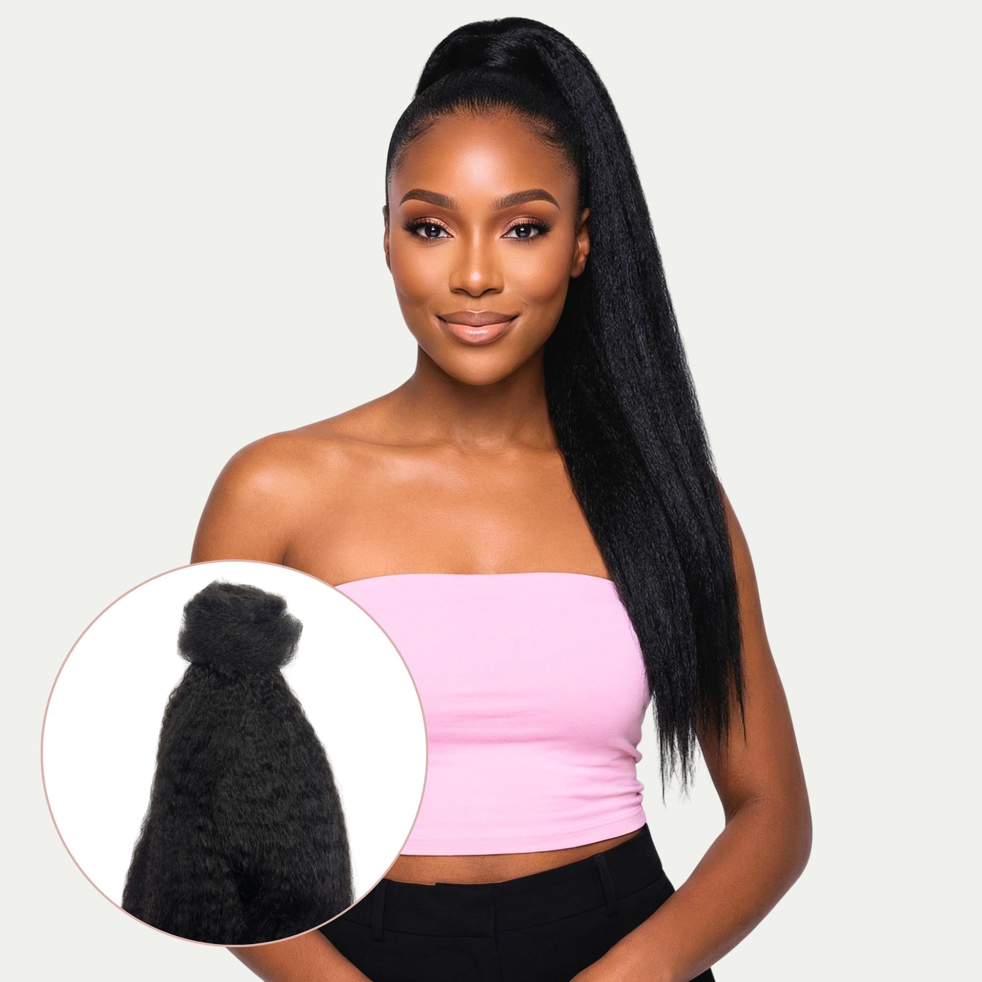 Kinky Straight 100% Human Hair Ponytail Extension - HookedOnBundles Virgin Hair HookedOnBundles Virgin Hair