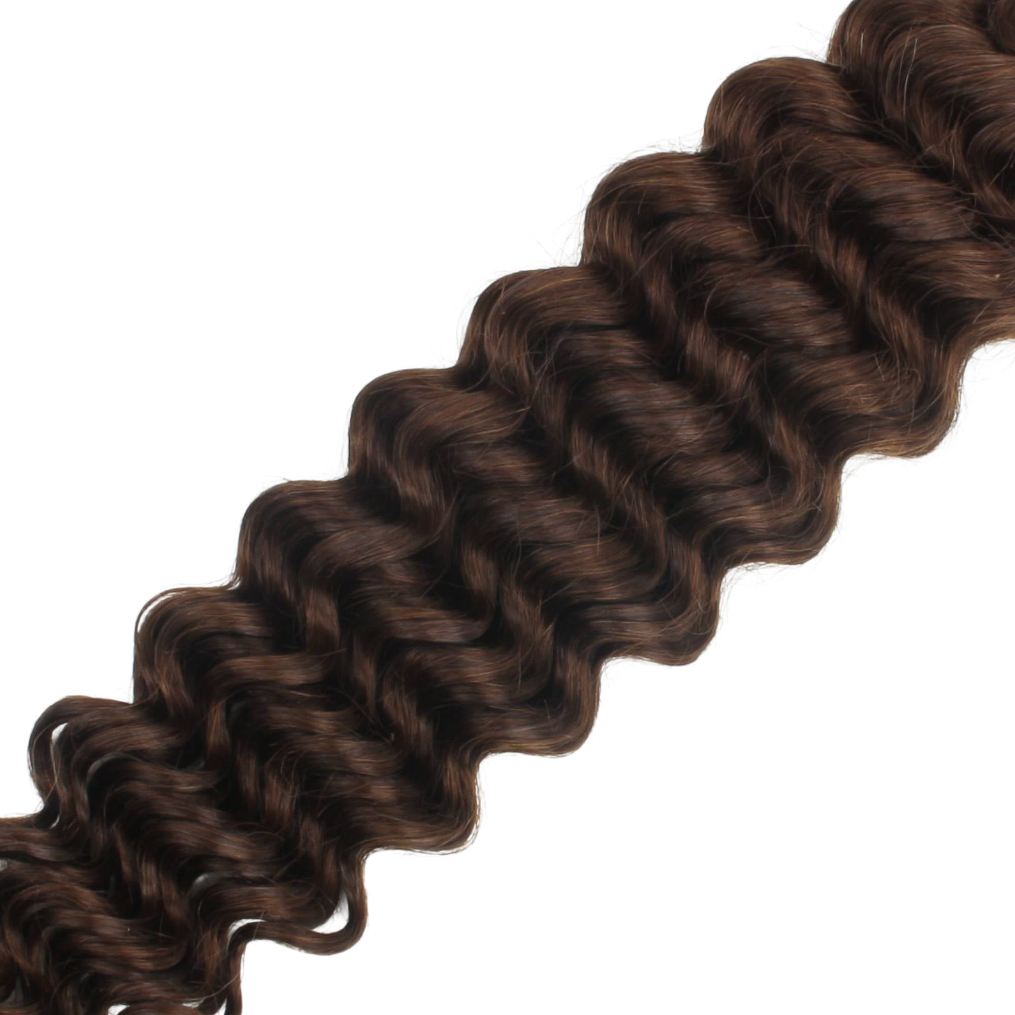 Medium Brown Deep Wave Color 4 Bulk 100% Human Braiding Hair HookedOnBundles Virgin Hair