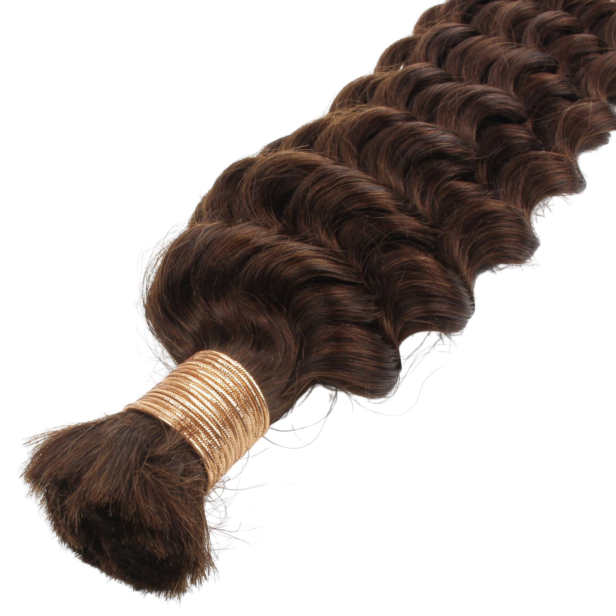 Medium Brown Deep Wave Color 4 Bulk 100% Human Braiding Hair HookedOnBundles Virgin Hair