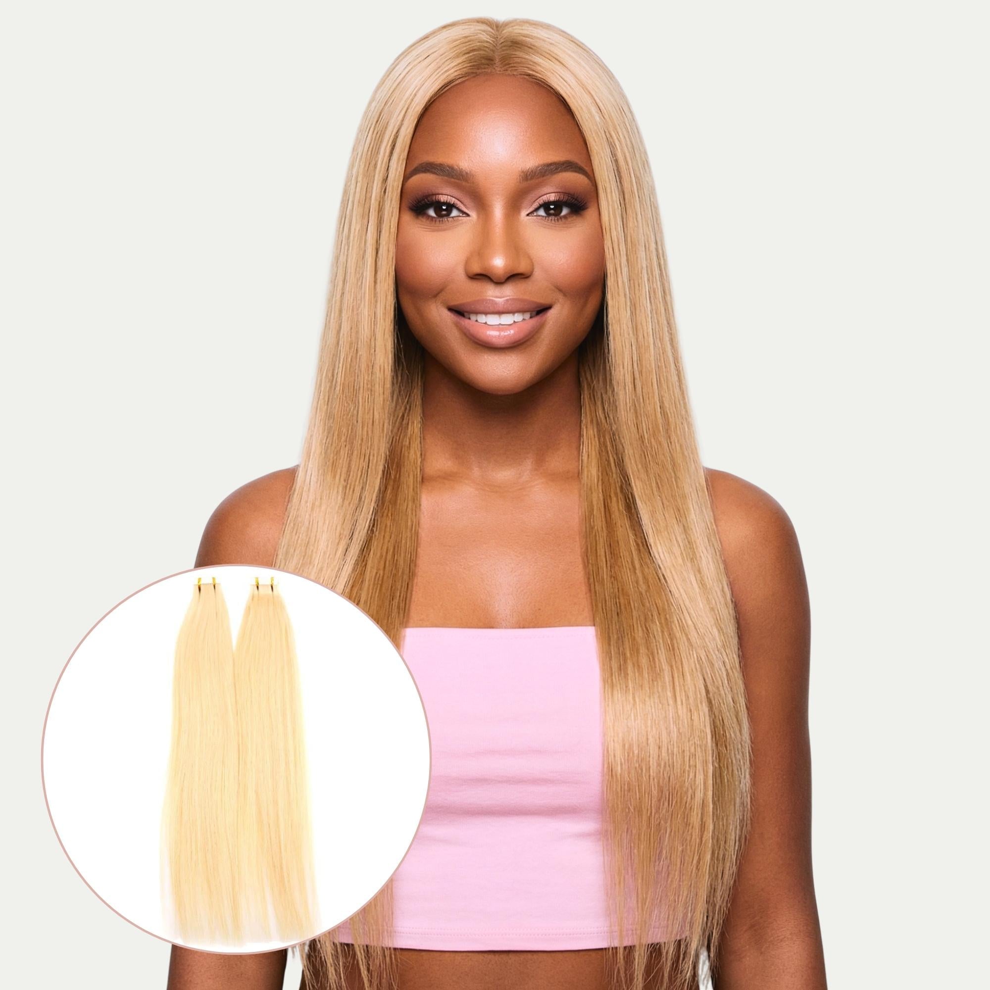 Raw Blonde Straight 100% Human Hair Tape In Extensions - HookedOnBundles Virgin Hair