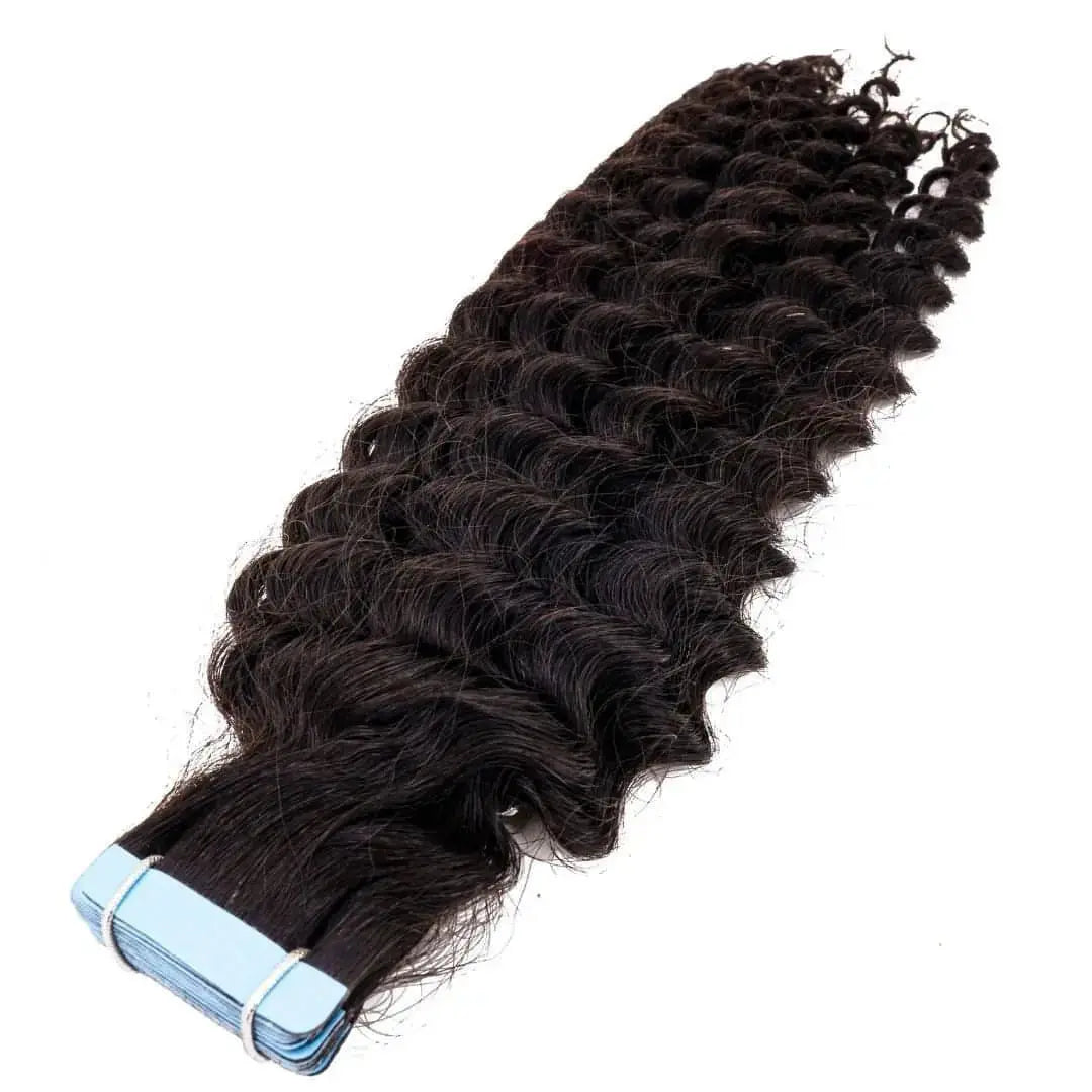 Virgin Kinky Curly Tape-In Human Hair Extensions - HookedOnBundles Virgin Hair HookedOnBundles Virgin Hair