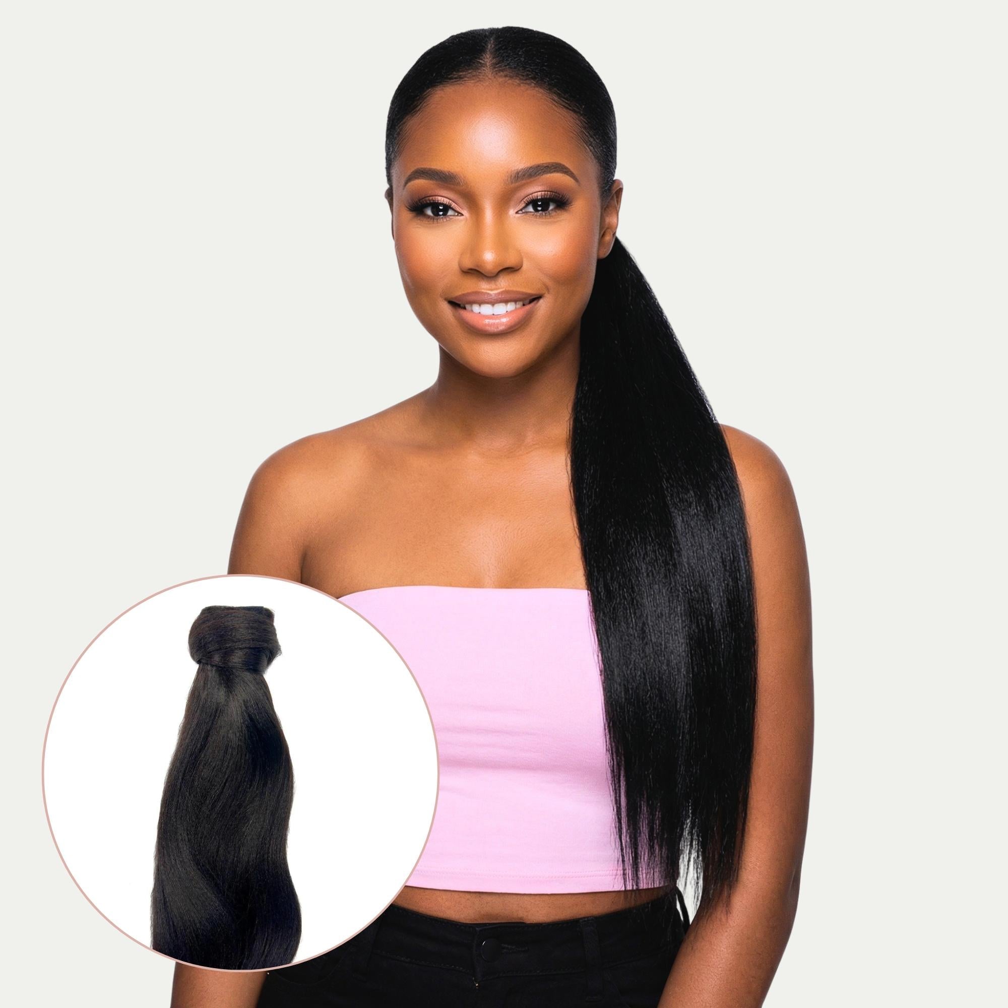 Yaki Straight 100% Human Hair Ponytail Extension - HookedOnBundles Virgin Hair HookedOnBundles Virgin Hair